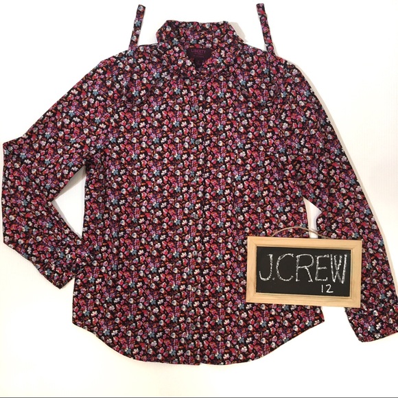 J. Crew Tops - J. Crew Liberty Blouse Top 12 Floral Tie Neck